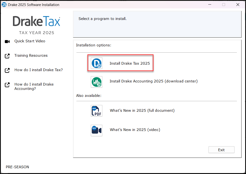 Select the installation option. Select the installation option.